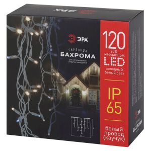 Гирлянда ЭРА ERAPS-BK2 светодиодная новогодняя бахрома 2x1 м холодный белый свет 120 LED