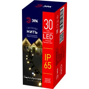 Гирлянда ЭРА ERAPS-NK3 светодиодная новогодняя нить 3 м тёплый свет 100 LED