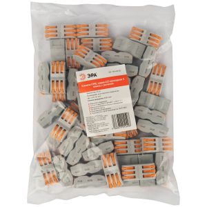 Клемма ЭРА СМК серия 423 проходная 3 плюса с рычагом 0.08-4мм2 упаковка 50 шт