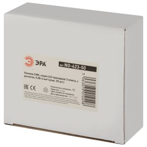 Клемма ЭРА СМК серия 423 проходная 3 плюса с рычагом 0.08-4мм2 упаковка 50 шт