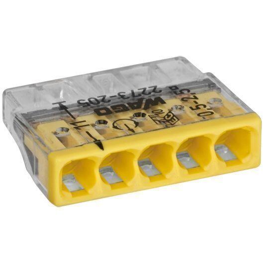 Клеммы 2273-205 Wago 0,5-2,5мм2 на 5 провод. (уп.-100шт.) Клеммы 2273-205 Wago 0,5-2,5мм2 на 5 провод. (уп.-100шт.)