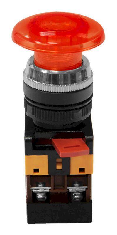 Кнопочный выключатель AELA-22       красный гриб с подсветкой   1з+1р  230В