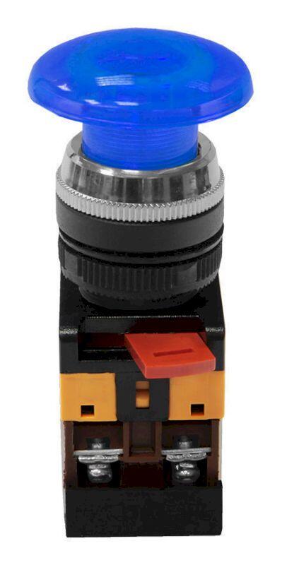 Кнопочный выключатель AELA-22 синий гриб с подсветкой 1з+1р 230В Кнопочный выключатель AELA-22 синий гриб с подсветкой 1з+1р 230В