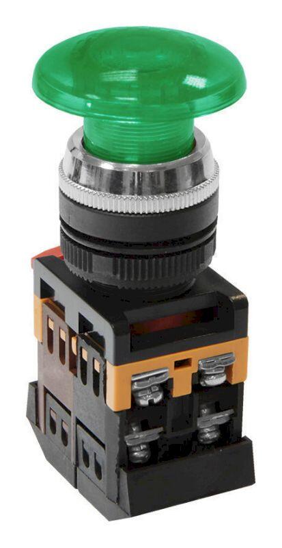 Кнопочный выключатель AELA-22 зеленый гриб с подсветкой 1з+1р 230В Кнопочный выключатель AELA-22 зеленый гриб с подсветкой 1з+1р 230В