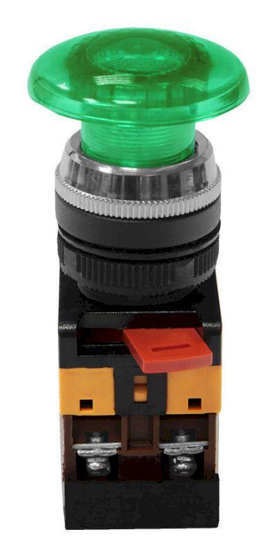 Кнопочный выключатель AELA-22 зеленый гриб с подсветкой 1з+1р 230В Кнопочный выключатель AELA-22 зеленый гриб с подсветкой 1з+1р 230В