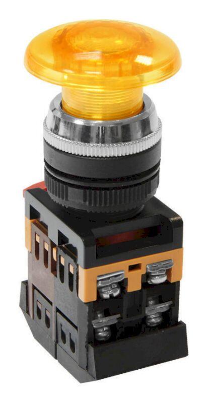 Кнопочный выключатель AELA-22 желтый гриб с подсветкой 1з+1р 230В Кнопочный выключатель AELA-22 желтый гриб с подсветкой 1з+1р 230В