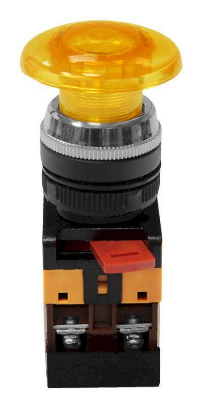 Кнопочный выключатель AELA-22 желтый гриб с подсветкой 1з+1р 230В Кнопочный выключатель AELA-22 желтый гриб с подсветкой 1з+1р 230В