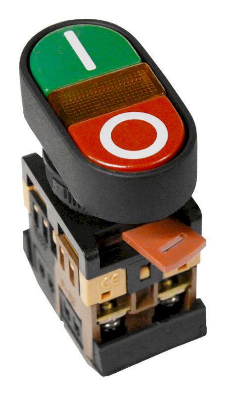 Кнопочный выключатель APBB-22N   сдвоенная  " I - O "  с подсветкой