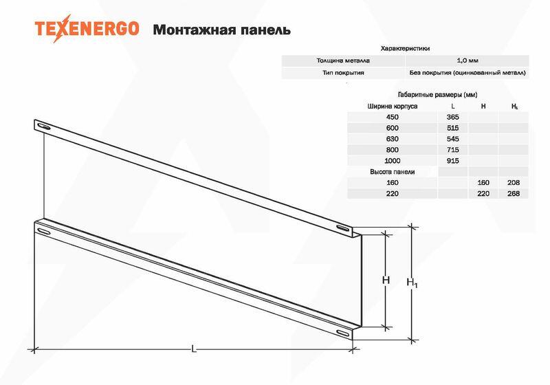 Комплектующие к ВРУ Панель монтажная к ВРУ (600х160) оц.