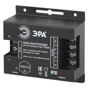Контроллер ЭРА для светодиодной ленты с радио пультом RGBController-12/24V-288/576W-IP20-RF