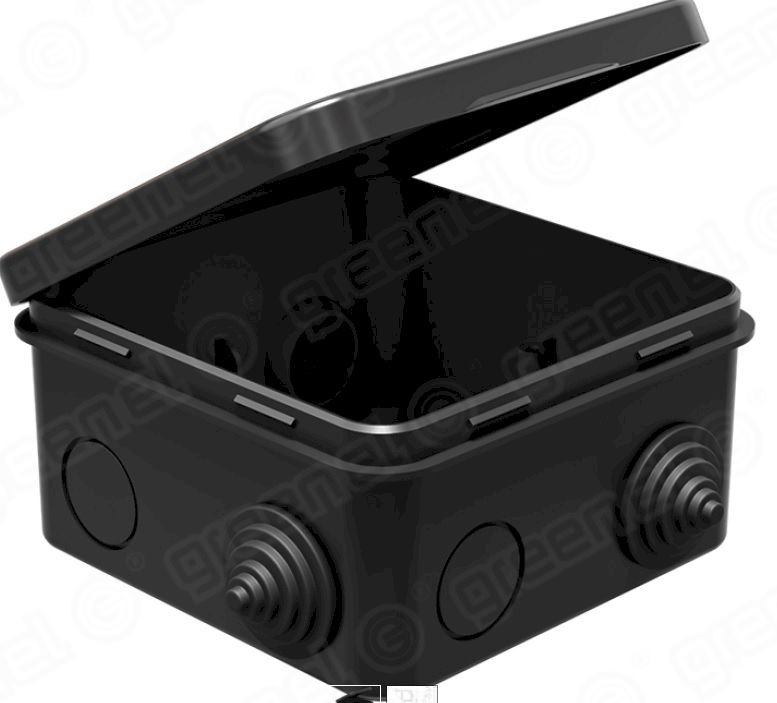 Коробка распределительная Коробка расп. о/у 80х80х50мм, 7 вводов IP44 4 сальника в компл. черная Коробка распределительная Коробка расп. о/у 80х80х50мм, 7 вводов IP44 4 сальника в компл. черная