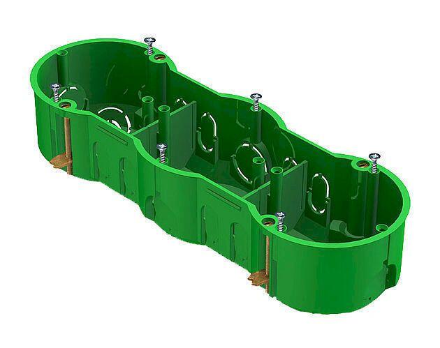 Коробка установочная с/у 3-х мест. 212х70х45 для полых стен металлические зажимы Коробка установочная с/у 3-х мест. 212х70х45 для полых стен металлические зажимы