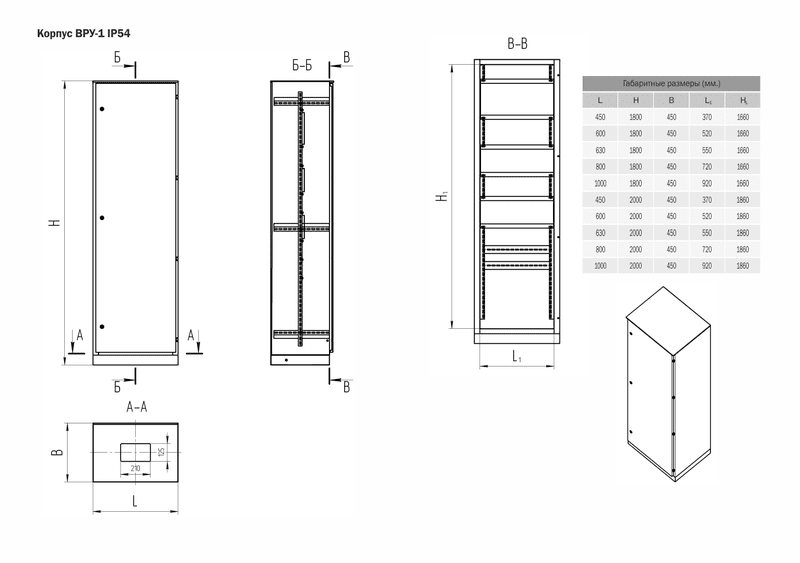 Корпус ВРУ-1 2000х1200х450 IP54 RAL 7035 цельнометаллический двустворчатый Корпус ВРУ-1 2000х1200х450 IP54 RAL 7035 цельнометаллический двустворчатый