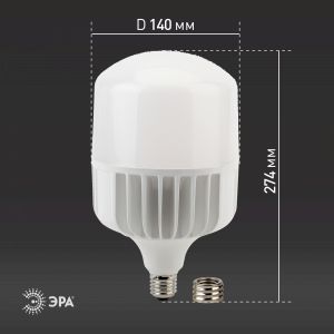 Лампа светодиодная ЭРА STD LED POWER T140-85W-4000-E27/E40 Е27 /Е40 85 Вт колокол нейтральный белый свет Лампа светодиодная ЭРА STD LED POWER T140-85W-4000-E27/E40 Е27 /Е40 85 Вт колокол нейтральный белый свет