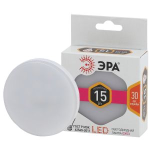 Лампочка светодиодная ЭРА STD LED GX-15W-827-GX53 GX53 15Вт таблетка теплый белый свет Лампочка светодиодная ЭРА STD LED GX-15W-827-GX53 GX53 15Вт таблетка теплый белый свет