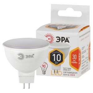 Лампочка светодиодная ЭРА STD LED MR16-10W-827-GU5.3 GU5.3 10Вт софит теплый белый свет Лампочка светодиодная ЭРА STD LED MR16-10W-827-GU5.3 GU5.3 10Вт софит теплый белый свет