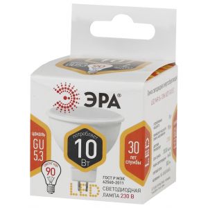 Лампочка светодиодная ЭРА STD LED MR16-10W-827-GU5.3 GU5.3 10Вт софит теплый белый свет Лампочка светодиодная ЭРА STD LED MR16-10W-827-GU5.3 GU5.3 10Вт софит теплый белый свет