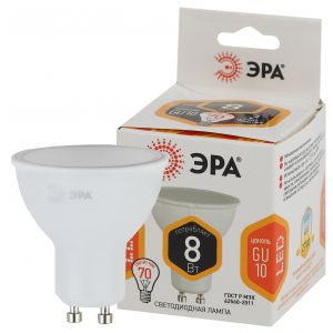 Лампочка светодиодная ЭРА STD LED MR16-8W-827-GU10 GU10 8Вт софит теплый белый свет Лампочка светодиодная ЭРА STD LED MR16-8W-827-GU10 GU10 8Вт софит теплый белый свет