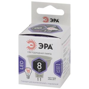 Лампочка светодиодная ЭРА STD LED MR16-8W-860-GU5.3 GU5.3 8Вт софит холодный дневной свет