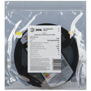 Лента светодиодная ЭРА LRCOB-352-8 12W/m 8mm 24V 2700K 3year белая 5 м Лента светодиодная ЭРА LRCOB-352-8 12W/m 8mm 24V 2700K 3year белая 5 м