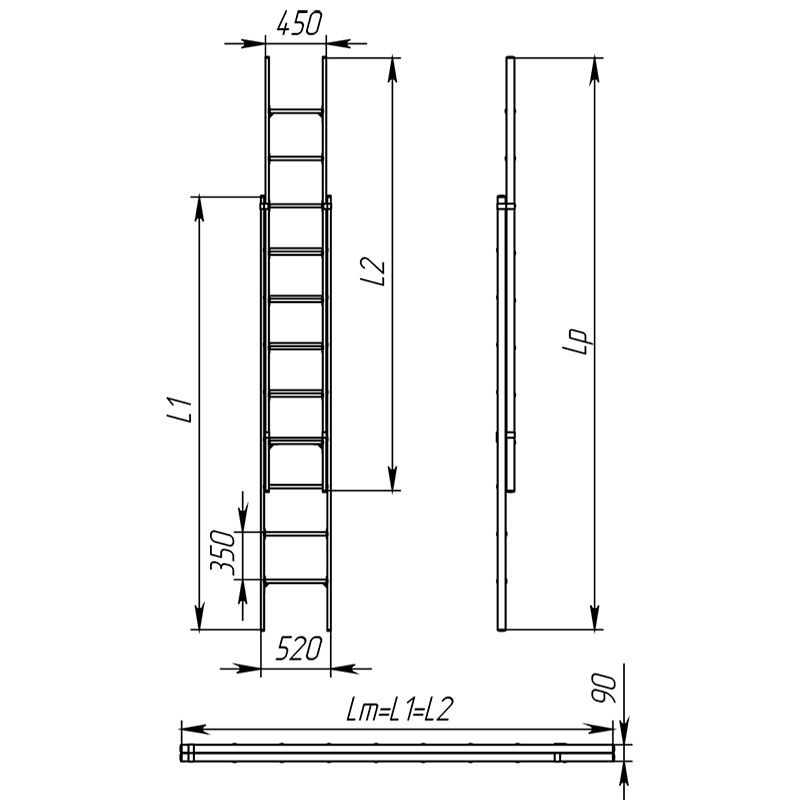 Лестница стеклопластиковая приставная раздвижная диэлектрическая ЛСПРД-8,0 Евро (Н-8,0/5м, 26ступ, 3