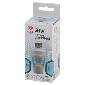 MD 015 Датчик движения ЭРА белый E27 60Вт 360гр 6м IP20 (50/1600) MD 015 Датчик движения ЭРА белый E27 60Вт 360гр 6м IP20 (50/1600)