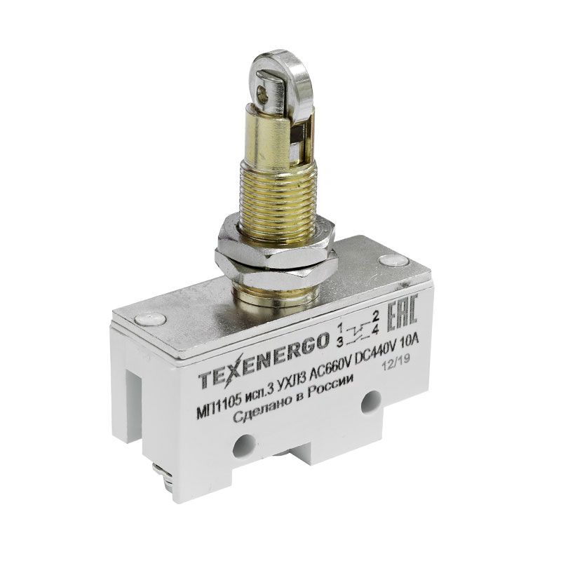 Микропереключатель МП 1105 исп.3 винт (поперечный ролик) Микропереключатель МП 1105 исп.3 винт (поперечный ролик)