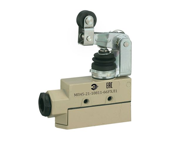 МП 45-21-10811-66УХЛ3, перекидной контакт 1НО-1НЗ, рычаг с пружинным приводом ролика