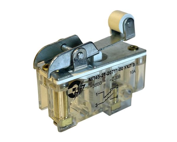 МП 45-21-20711-00УХЛ3, двухполюсный, рычаг с роликом, 1НО-1НЗ