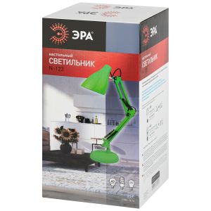 Настольный светильник ЭРА N-123-E27-40W-GR Е27 с основанием зеленый Настольный светильник ЭРА N-123-E27-40W-GR Е27 с основанием зеленый