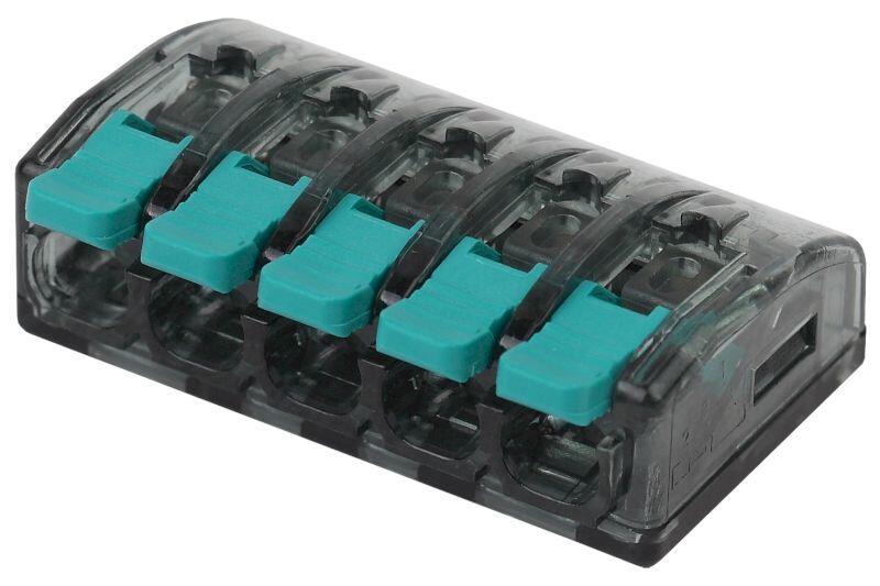 NO-224-51 ЭРА Клемма компактная серии 415 с рычагом, 5 отверстия, 0,5-4 мм2 (упак 2 шт.) (40/960/192