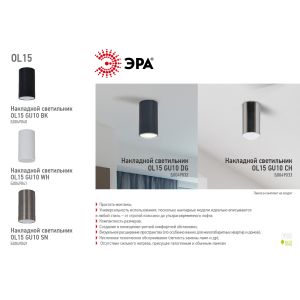 OL15 GU10 DG Подсветка ЭРА Накладные, под GU10 (40/1600)