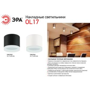 OL17 GX53 BK Подсветка ЭРА Накладные, под GX53 (40/960) OL17 GX53 BK Подсветка ЭРА Накладные, под GX53 (40/960)
