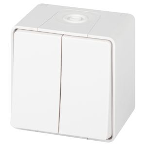 Переключатель ЭРА Эксперт 11-1506-01 двойной IP55, 10АХ-250В, ОУ, белый