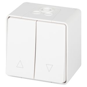 Переключатель ЭРА Эксперт 11-1508-01 для жалюзи кнопочный IP55, 10АХ-250В, ОУ, белый