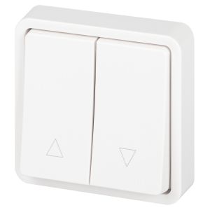 Переключатель ЭРА Эксперт 11-1528-01 для жалюзи кнопочный IP55, 10АХ-250В, СУ, белый