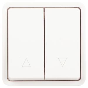 Переключатель ЭРА Эксперт 11-1528-01 для жалюзи кнопочный IP55, 10АХ-250В, СУ, белый