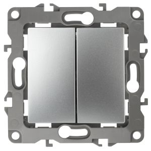 Переключатель ЭРА Серия 12 12-1112-03 перекрёстный двойной, 10АХ-250В, алюминий