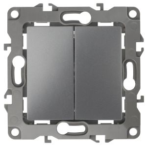 Переключатель ЭРА Серия 12 12-1112-12 перекрёстный двойной, 10АХ-250В, графит