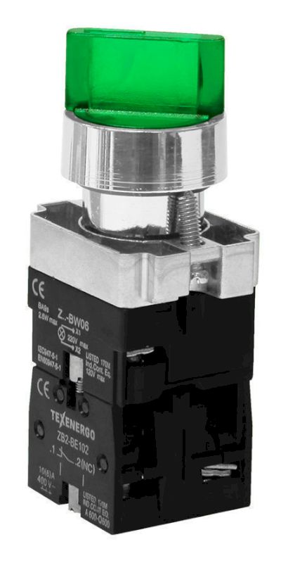 Переключатель LAY5-BК2365 на 2 положения с подсветкой "I-O" зеленый 1з+1р Переключатель LAY5-BК2365 на 2 положения с подсветкой "I-O" зеленый 1з+1р