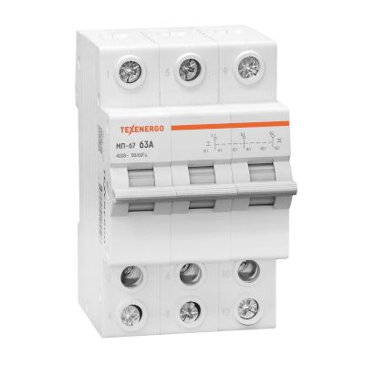 Переключатель модульный трехпозиционный МП-67 3п 63А Texenergo