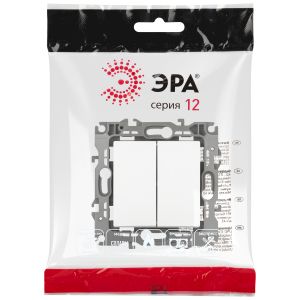 Переключатель перекрестный ЭРА Серия 12 12-1112-01М двойной, 10АХ-250В, белый матовый Переключатель перекрестный ЭРА Серия 12 12-1112-01М двойной, 10АХ-250В, белый матовый