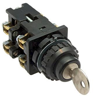 Переключатель управления ПЕ172/2 ключ на два положения с фиксацией, 3з+1р 10А диаметр посадочного отверстия 30мм УХЛ3 IP40