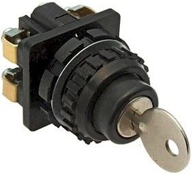 Переключатель управления Переключатель управления   ПЕ 181/1   ключ на три положения с фиксацией, 2з+0р, 10А, диаметр посадочного отверстия 30мм, УХЛ3, IP40