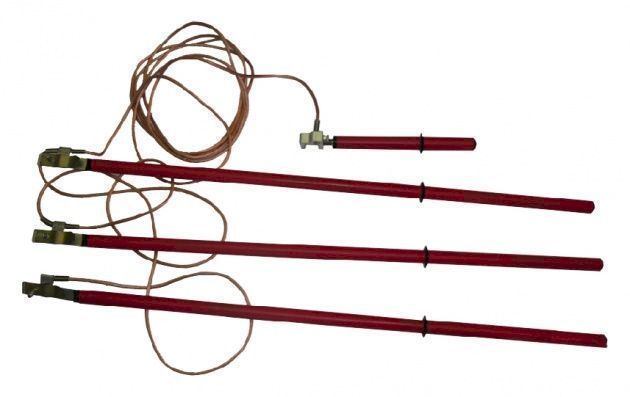 Переносное заземление ЗПЛ -10-3 для ВЛ 10кВ (35 мм.кв) с 3-мя  штангами (наложение с опоры)       Энза