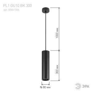 PL1 GU10 BK 300 Подсветка ЭРА подвесной, GU10, D80*300мм, черный (20/240) PL1 GU10 BK 300 Подсветка ЭРА подвесной, GU10, D80*300мм, черный (20/240)
