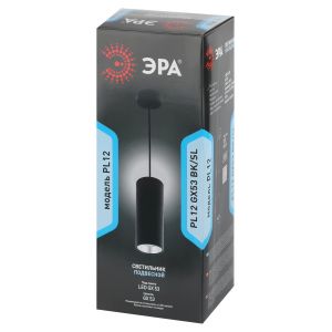 PL12 GX53 BK/SL Подсветка ЭРА Подвесной светильник под лампу GX53, алюминий, цвет черный+серебро (18 PL12 GX53 BK/SL Подсветка ЭРА Подвесной светильник под лампу GX53, алюминий, цвет черный+серебро (18