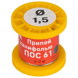 Припой ЭРА с канифолью для пайки ПОС 61 трубка O 1.5 мм, катушка 50 гр Припой ЭРА с канифолью для пайки ПОС 61 трубка O 1.5 мм, катушка 50 гр