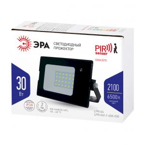 Прожектор светодиодный уличный ЭРА LPR-041-1-65K-030 30Вт 6500К 2100Лм IP65 датчик движения нерегулируемый