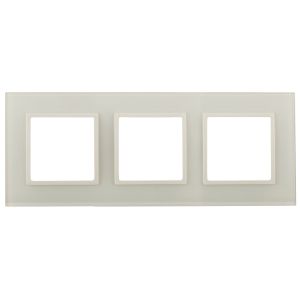 Рамка для розеток и выключателей ЭРА Elegance 14-5103-02 на 3 поста, стекло, слоновая кость+сл. кость, белое основание
